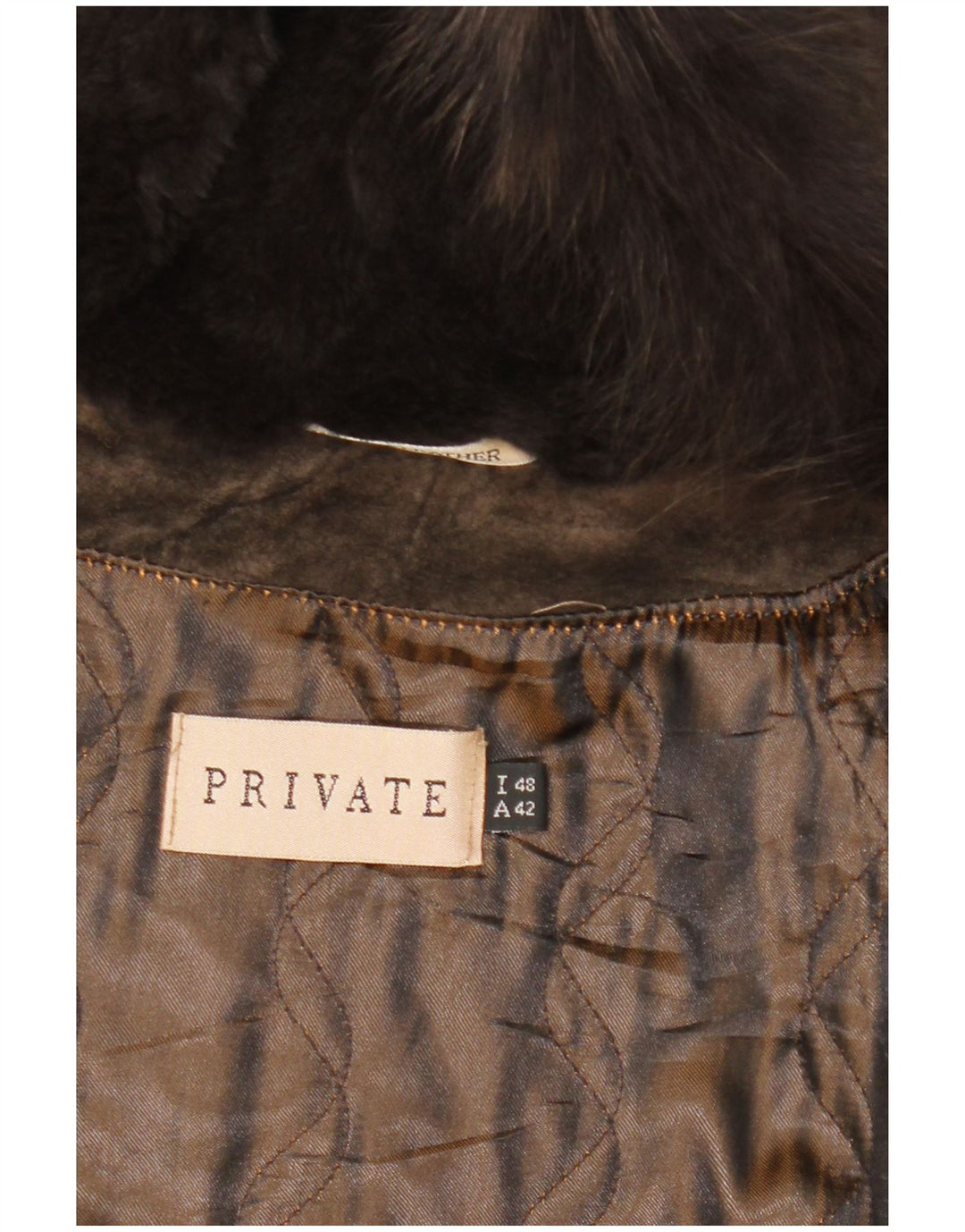 Giacca in pelle scamosciata con cappuccio da donna privata IT 48 XL Marrone