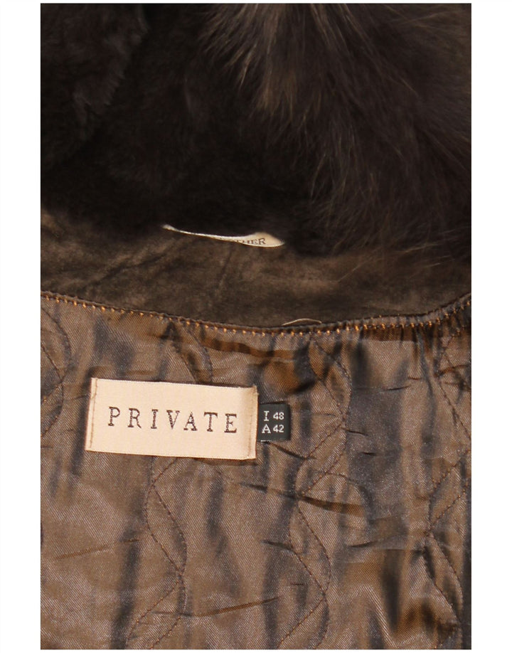 Giacca in pelle scamosciata con cappuccio da donna privata IT 48 XL Marrone