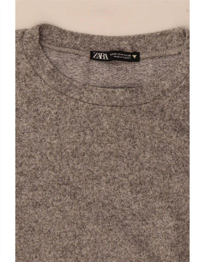 Top in camicetta da donna Zara UK 12 grigio medio chiazzato