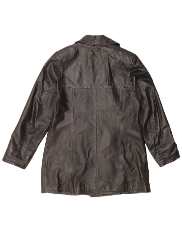 Giacca in pelle vintage da donna UK 18 XL in pelle nera