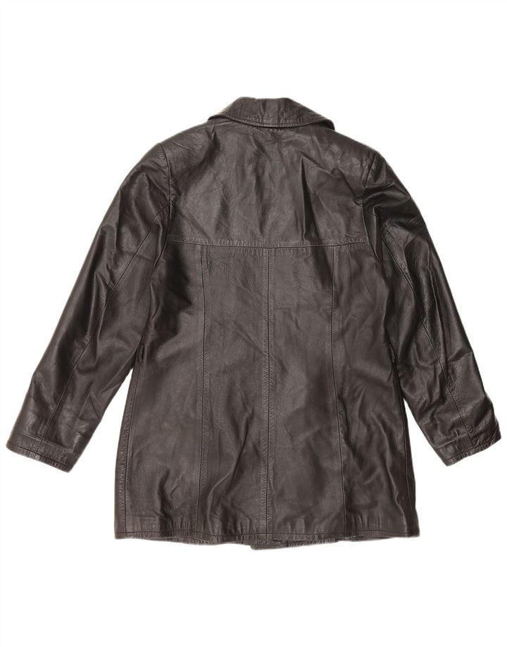 Giacca in pelle vintage da donna UK 18 XL in pelle nera