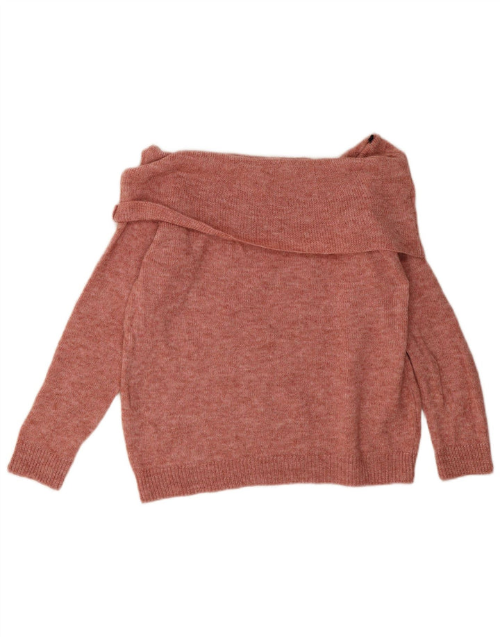 Maglione maglione a collo alto da donna Marks & Spencer UK 16 grande rosa screziato