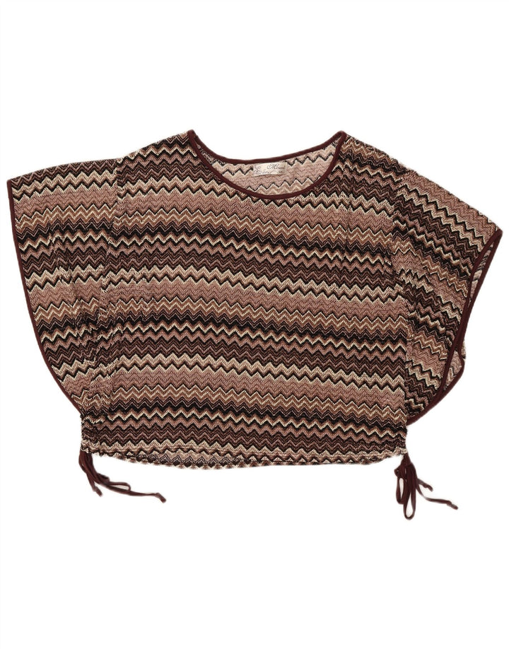 Camicetta oversize a pipistrello da donna Mizumi Top UK 10 Piccolo Chevron marrone
