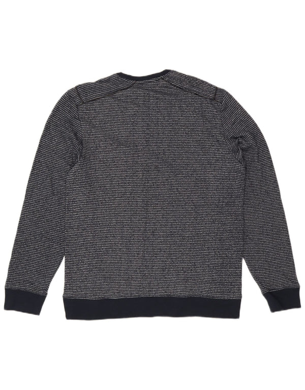 Calvin Klein Uomo Felpa Maglione Grande Blu Navy Gessato Cotone