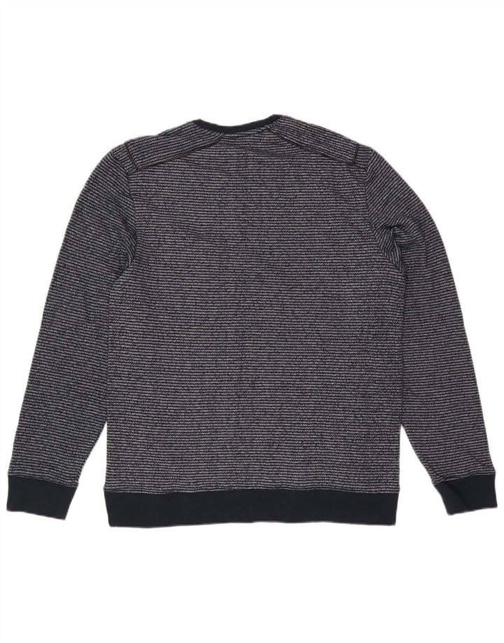 Calvin Klein Uomo Felpa Maglione Grande Blu Navy Gessato Cotone