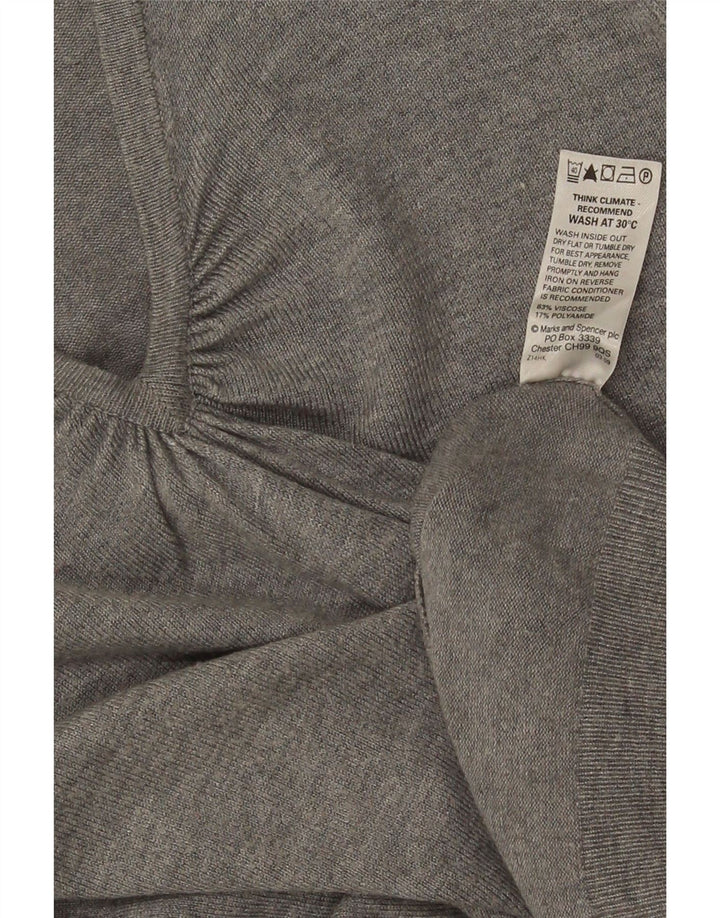 Maglione da donna Marks & Spencer con maniche a 3/4 e scollo a V UK 14 Grigio medio