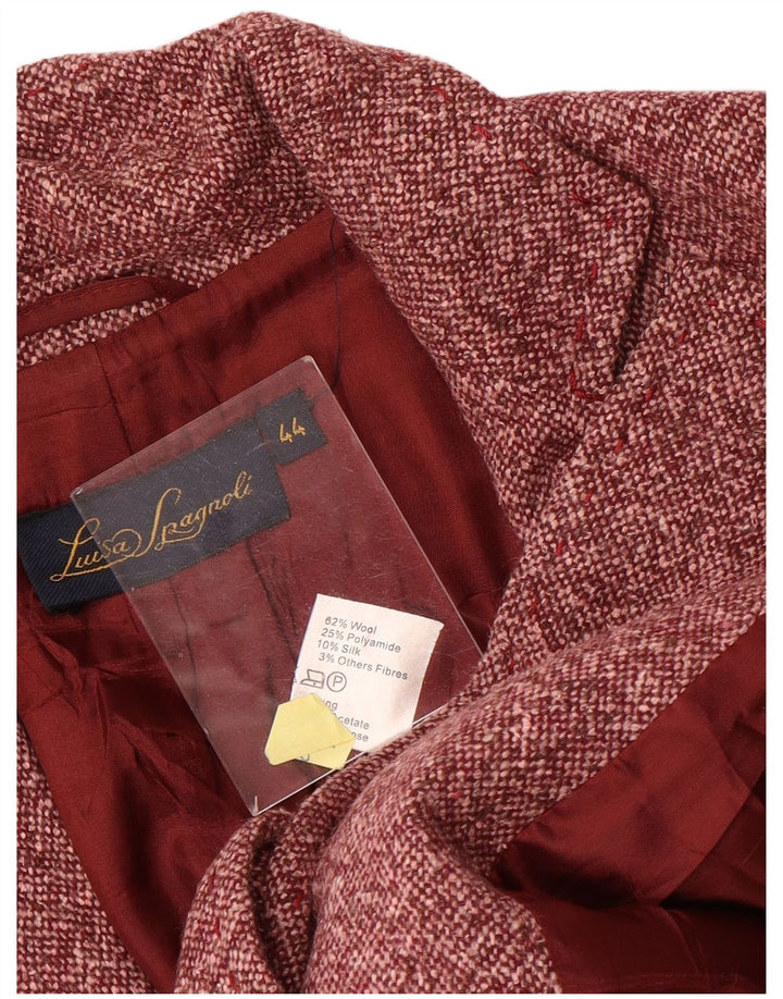 Luisa Spagnoli Giacca Blazer a 3 Bottoni da Donna IT 44 Lana Macchiata Rossa Media