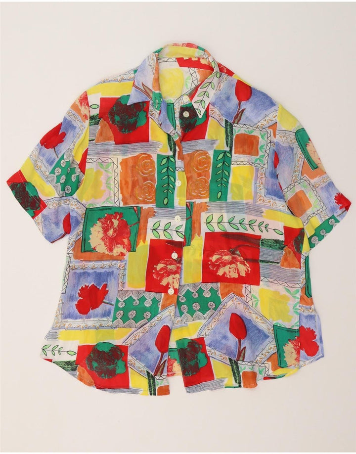 Camicetta a camicia lunga da donna vintage EU 40 Viscosa media multicolore