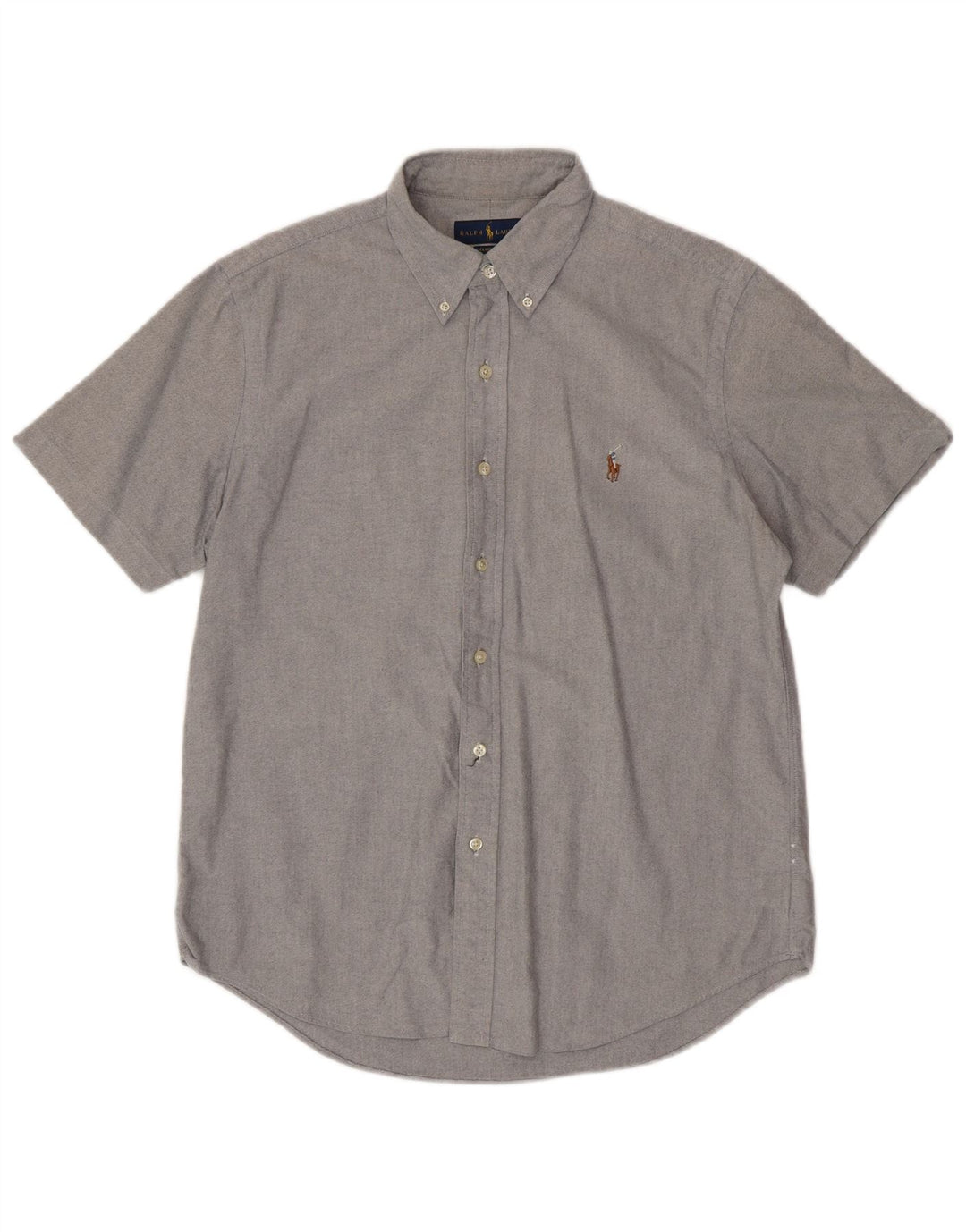 RALPH LAUREN Camicia da uomo a maniche corte dal taglio classico in cotone grigio medio