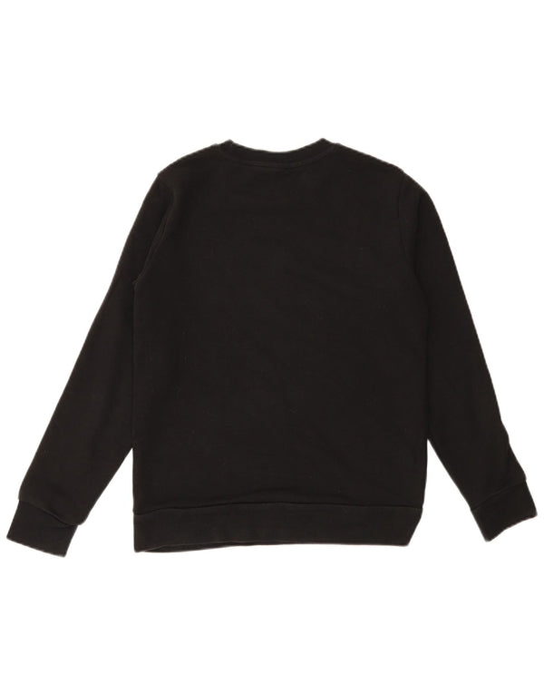 Adidas Boys Graphic Hoodie Jumper 12-13 Years Black Cotton