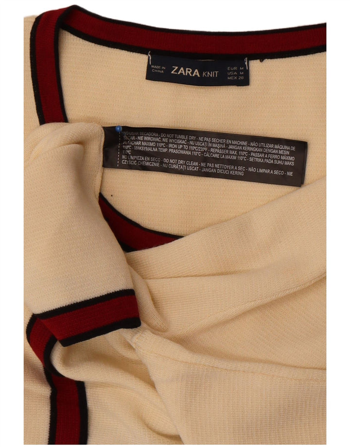 Maglione cardigan corto da donna Zara UK 12 medio bianco sporco