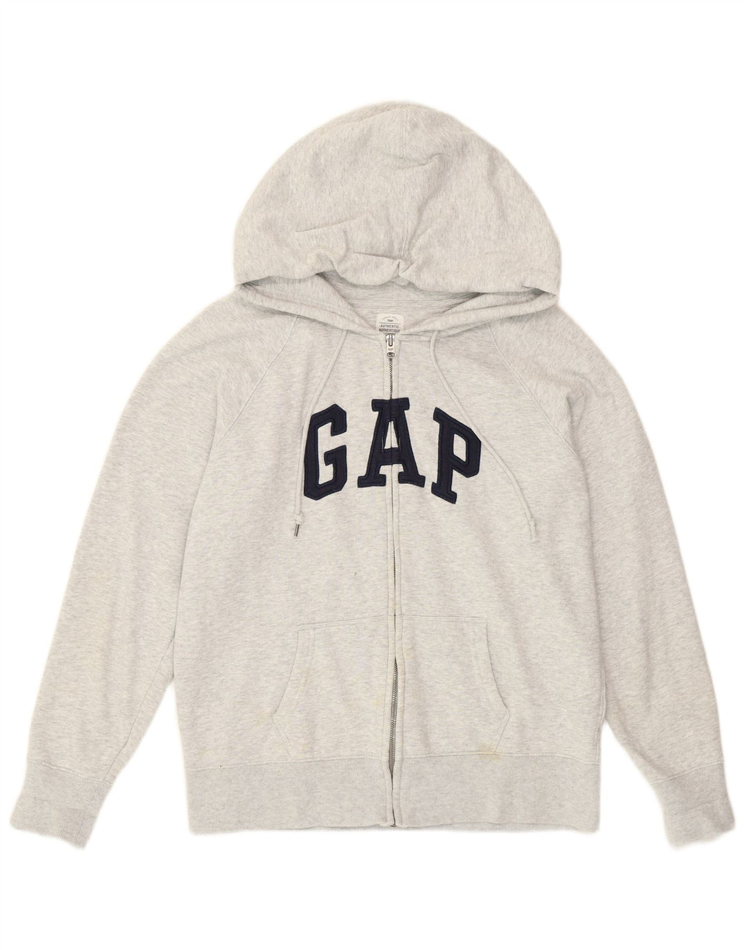 Maglione con cappuccio e zip grafica da donna Gap grande in cotone grigio