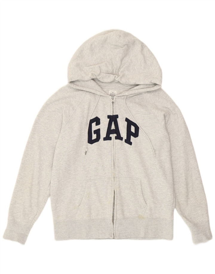 Maglione con cappuccio e zip grafica da donna Gap grande in cotone grigio