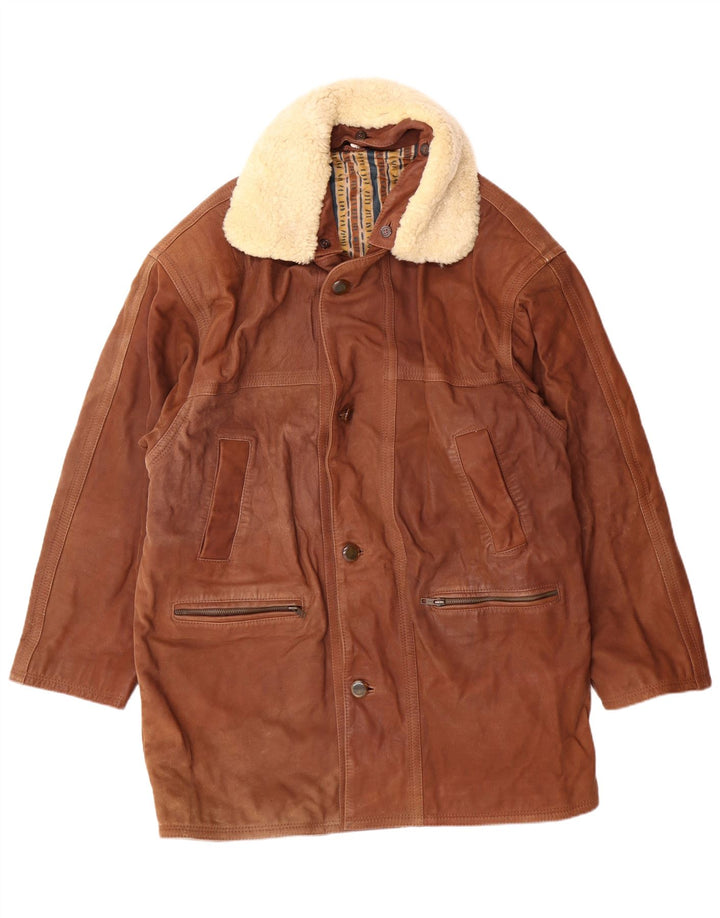 Cappotto in pelle da uomo VINTAGE IT 50 Large Marrone