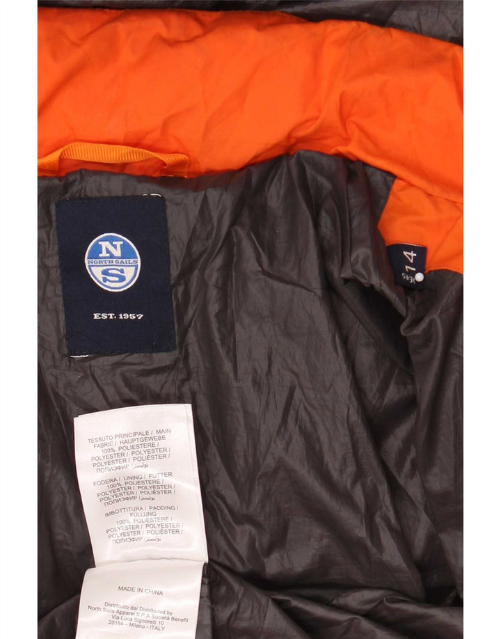 Giacca imbottita con grafica North Sails per ragazzi 13-14 anni color block arancione