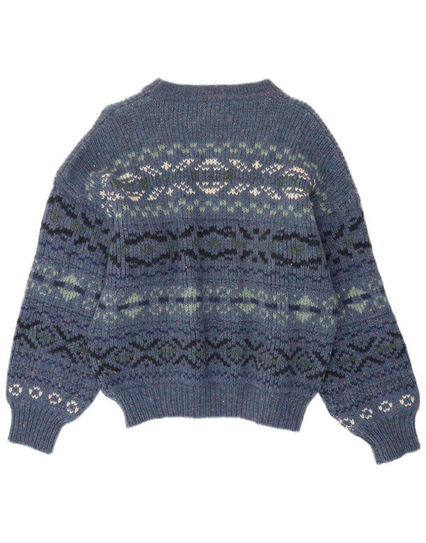 Maglione maglione con scollo a barca da donna Levi's UK 16 Large Blue Fair Isle