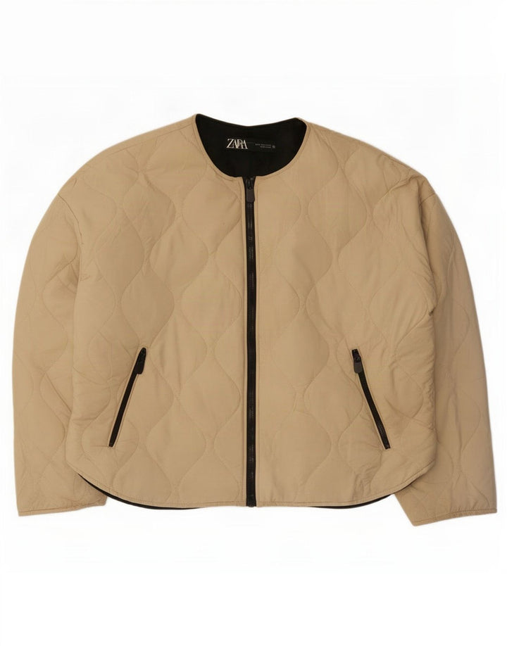 Giacca trapuntata oversize da donna Zara UK 10 piccola in poliestere beige