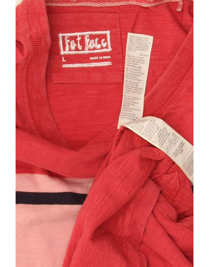 T-shirt da uomo Fat Face Top grande in cotone color block rosso