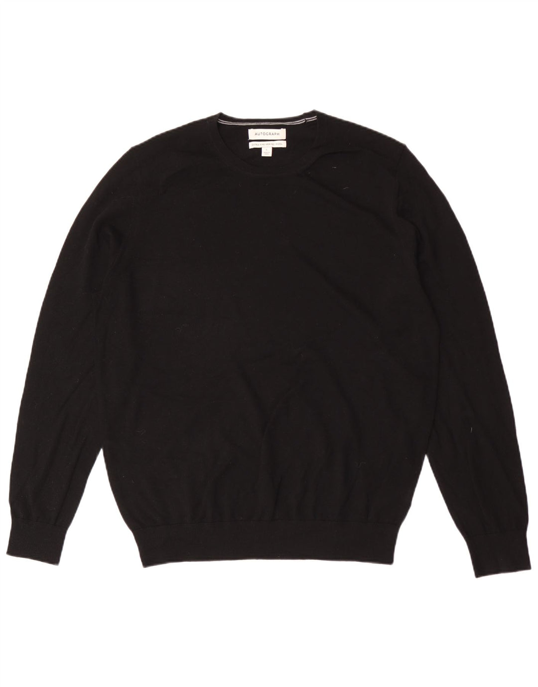 Maglione girocollo da uomo autografo, grande lana merino nera