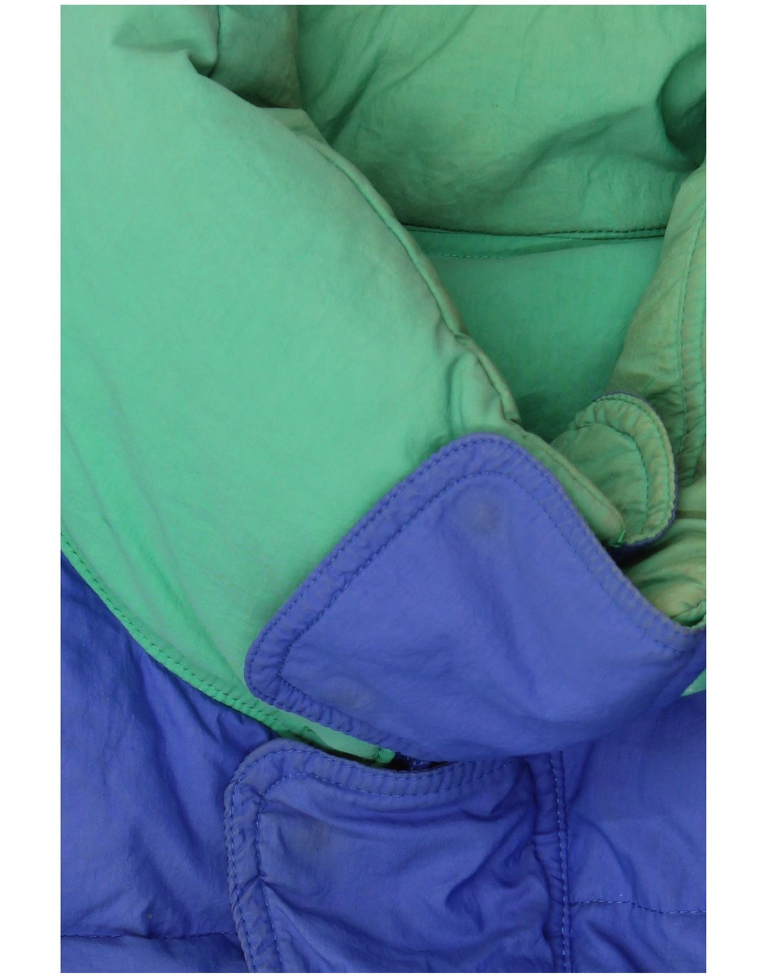 Giacca imbottita oversize da uomo vintage UK 36 piccola in nylon color block blu