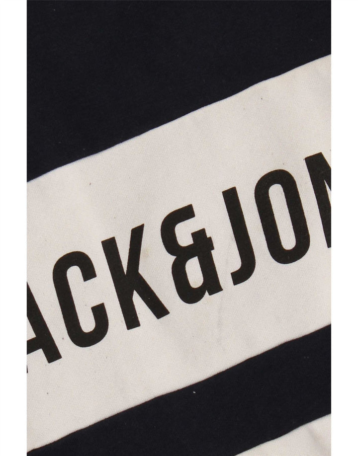 Jack & Jones Felpa grafica da uomo Maglione grande blu navy color block