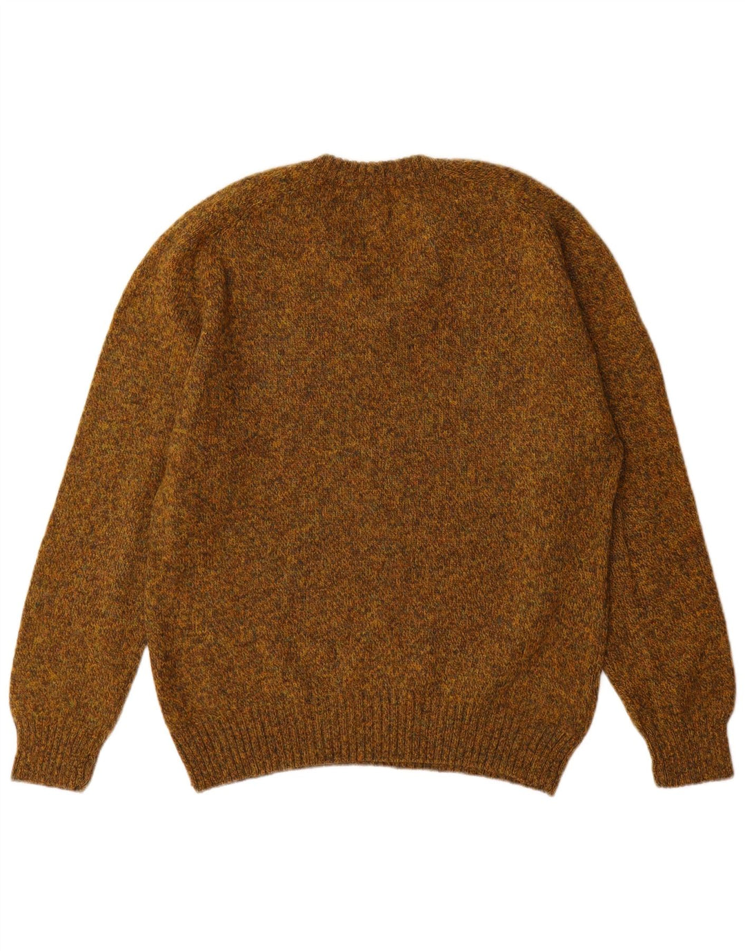 Maglione vintage da uomo con scollo a V, grande lana screziata color kaki