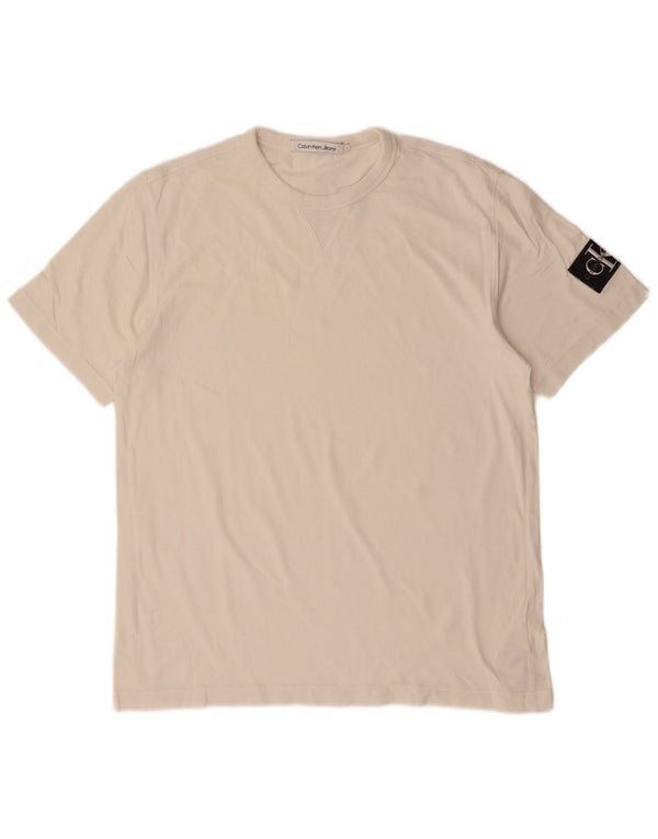 CALVIN KLEIN JEANS T-shirt da uomo Top Large in cotone bianco sporco