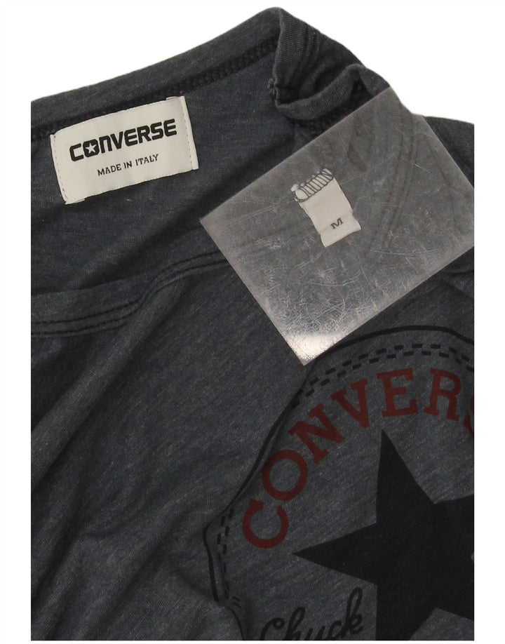 Converse Top grafico da donna manica 3/4 UK 14 cotone grigio medio