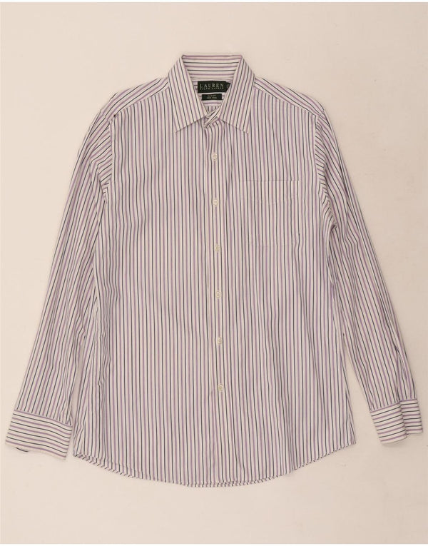 Ralph Lauren Mens Shirt Size 15 1/2 Medium Purple Pinstripe Cotton