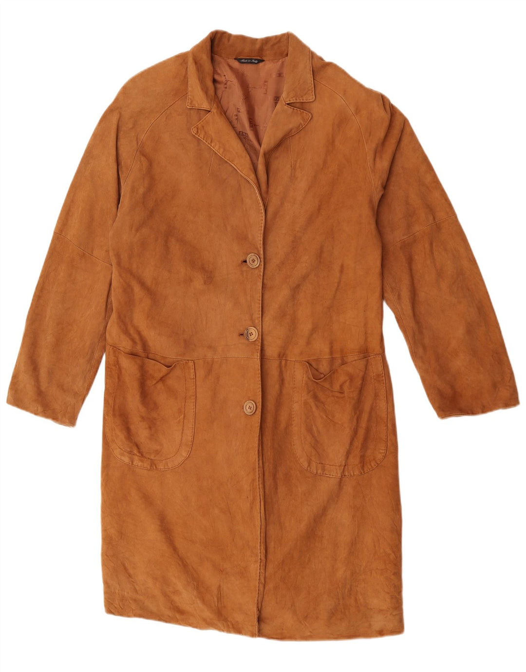 Soprabito vintage da donna in pelle scamosciata IT 48 XL Marrone