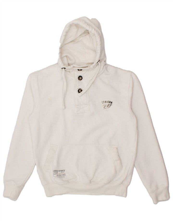 CARRERA Womens Hoodie Jumper UK 14 Medium White Cotton Vintage Carrera and Second-Hand Carrera from Messina Hembry 