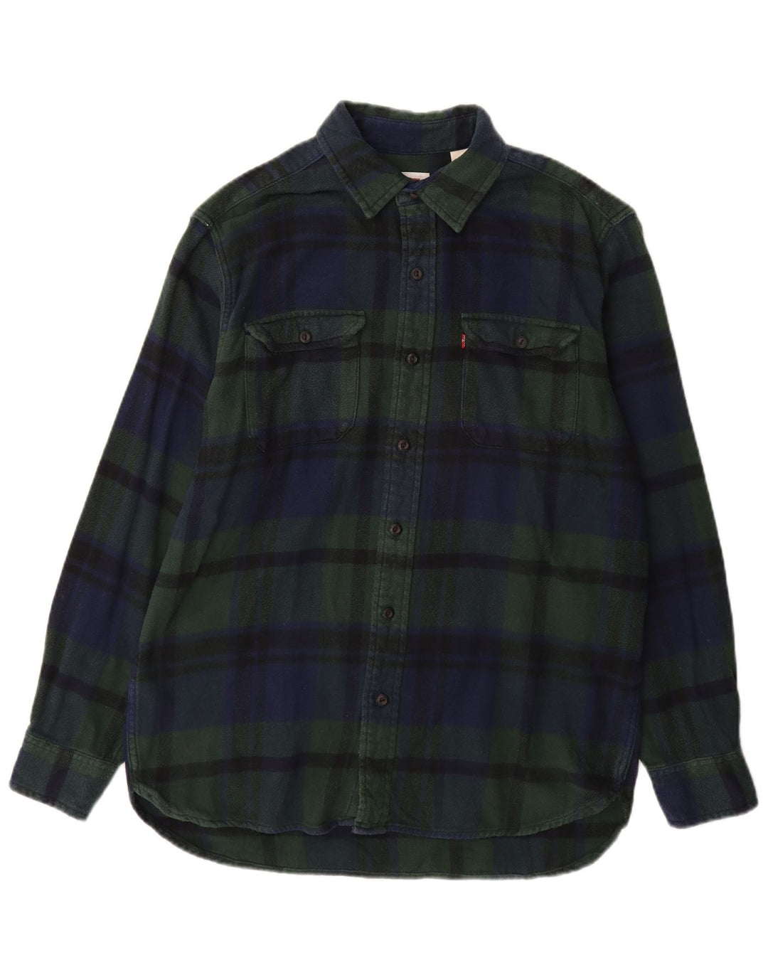 LEVI'S Camicia da uomo in flanella di cotone a quadri verde medio