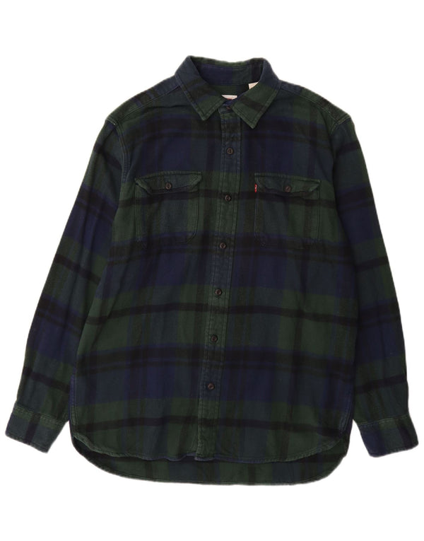 LEVI'S Camicia da uomo in flanella di cotone a quadri verde medio