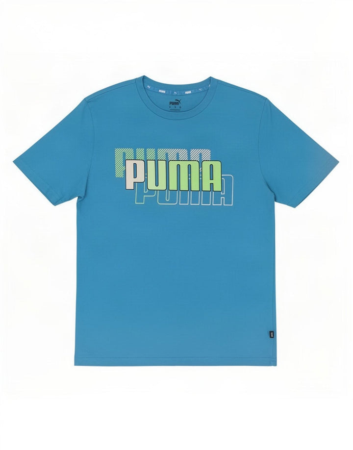 T-shirt grafica da uomo Puma Top in cotone blu medio