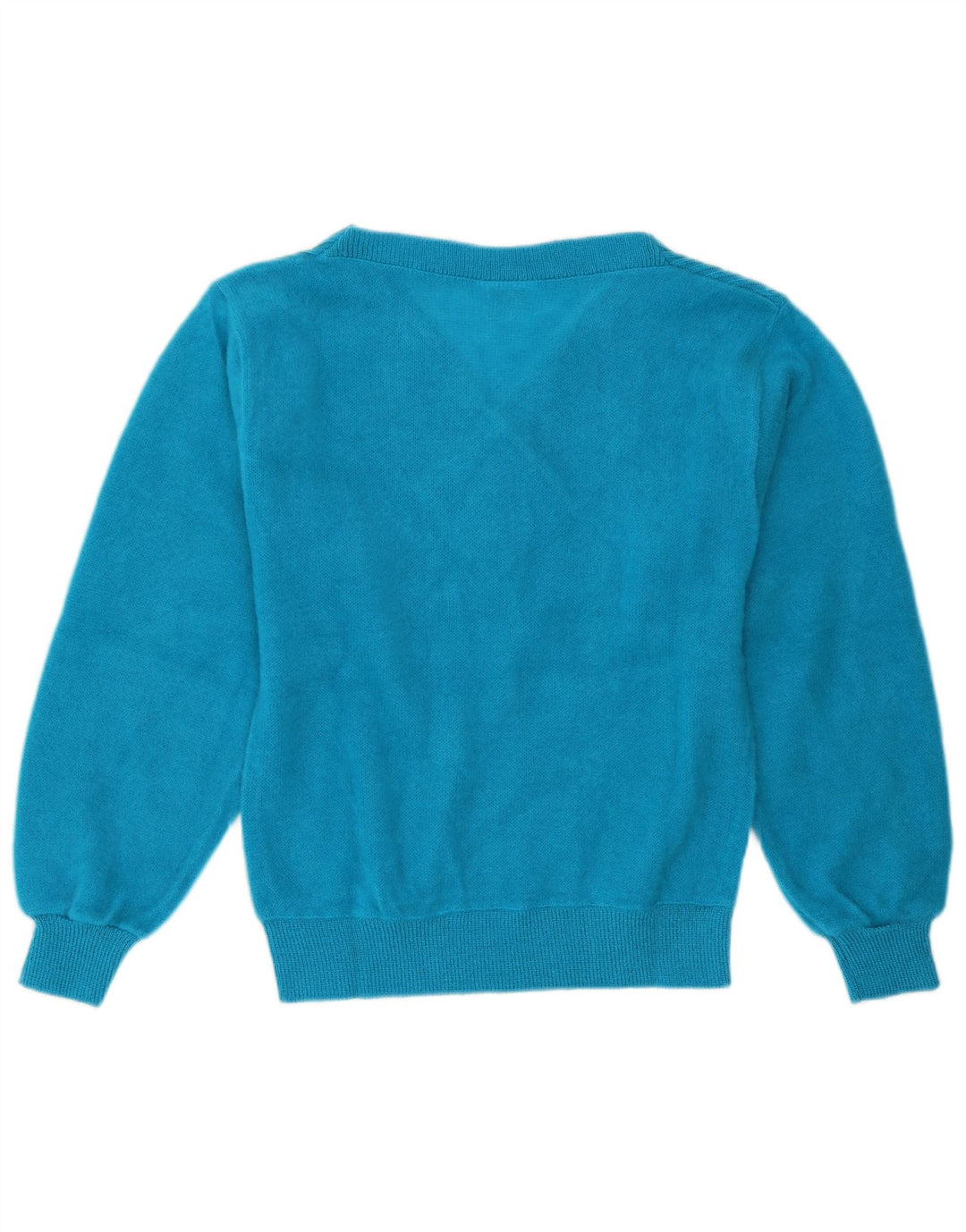 Maglione maglione vintage da donna con scollo a V UK 12 Acrilico blu medio