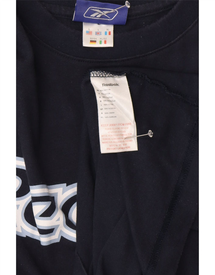 T-shirt grafica da uomo Reebok Top Large in cotone blu navy