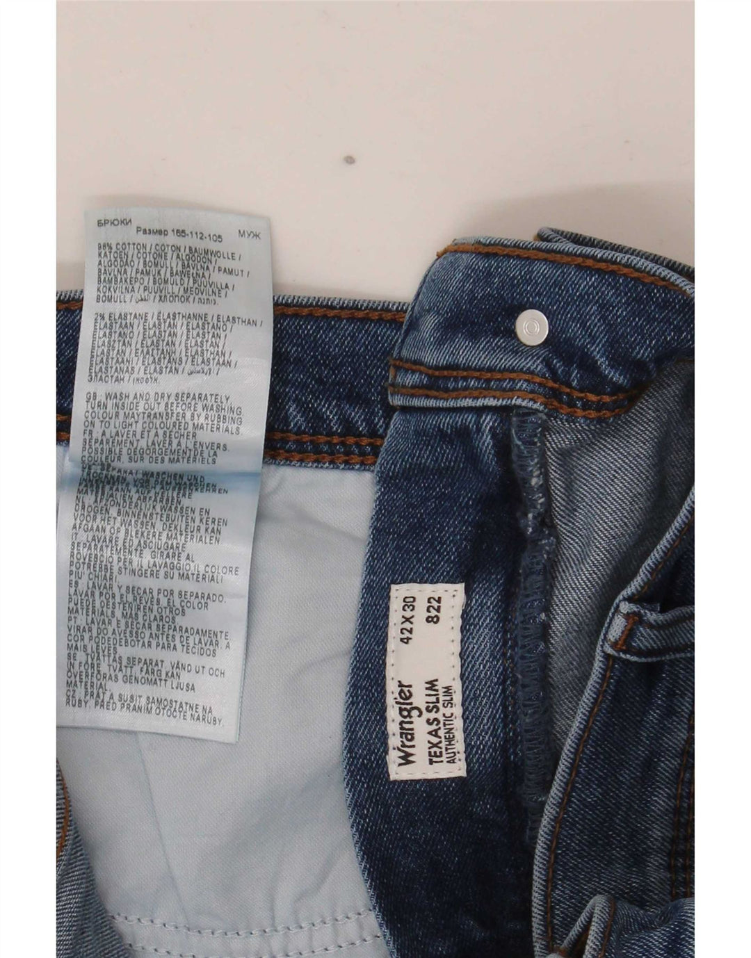 Jeans Wrangler Texas Slim da uomo W42 L30 cotone blu