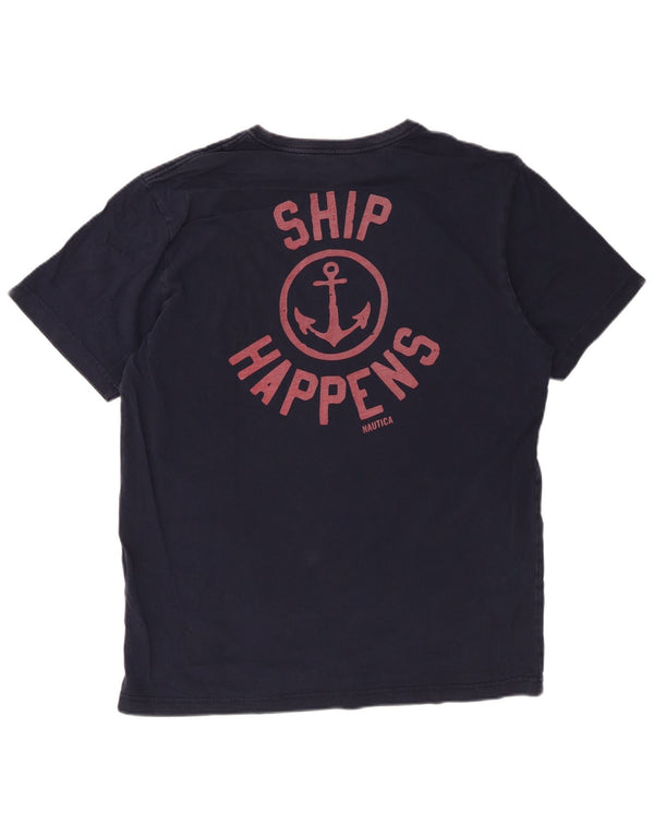 T-shirt grafica da uomo Nautica Top grande in cotone blu navy