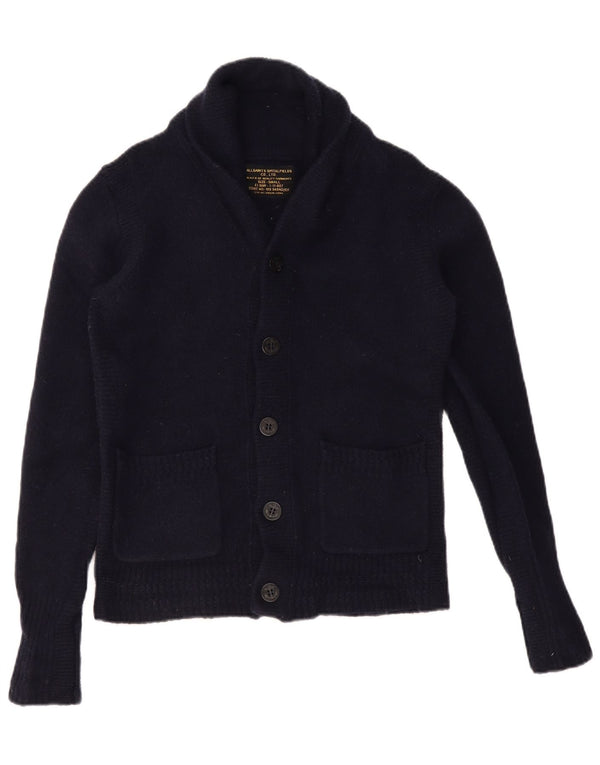 Maglione cardigan da uomo ALL SAINTS piccolo in lana d'agnello blu navy
