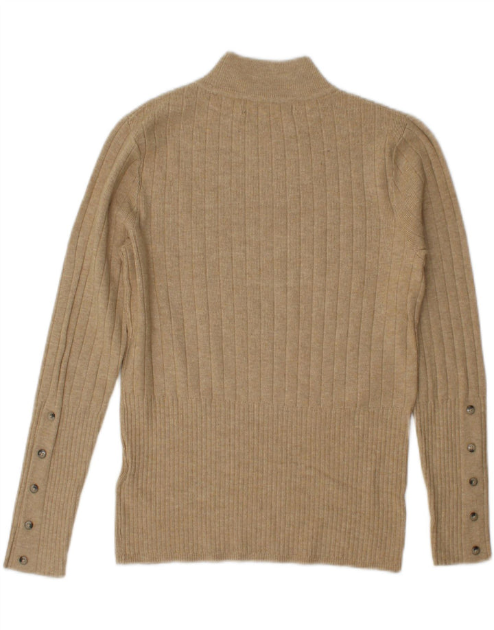 Maglione maglione a collo alto da donna Marks & Spencer UK 10 piccolo in viscosa beige