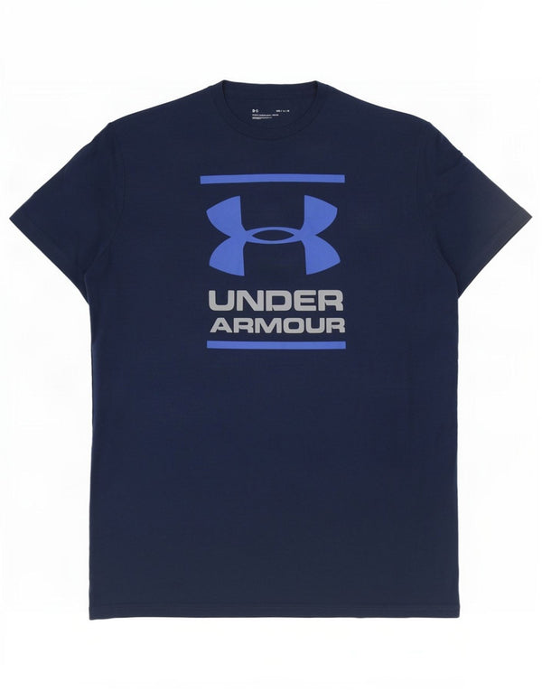 Under Armour Mens Graphic T-Shirt Top Medium Navy Blue Cotton