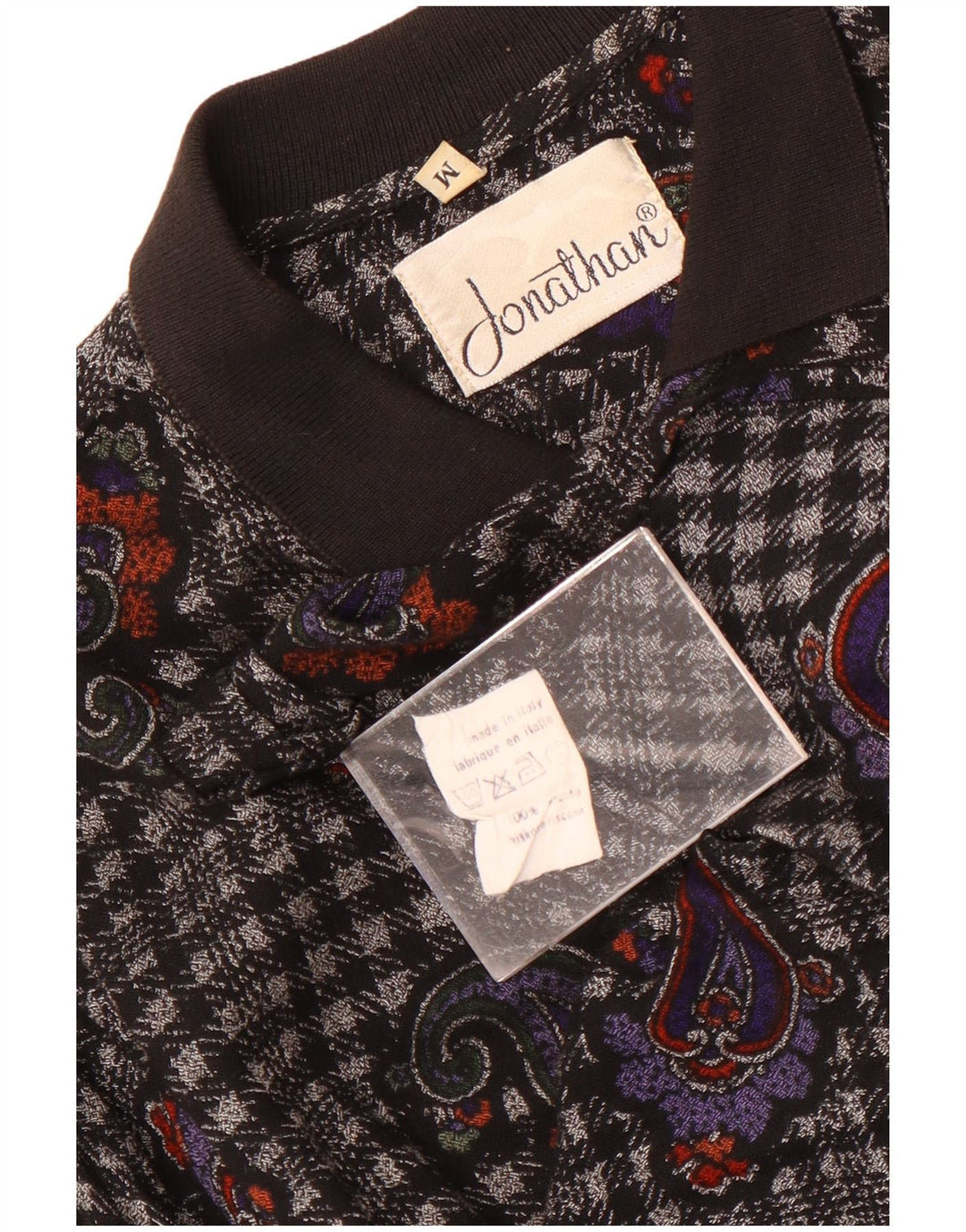 Camicia vintage da uomo in flanella viscosa Paisley nera media