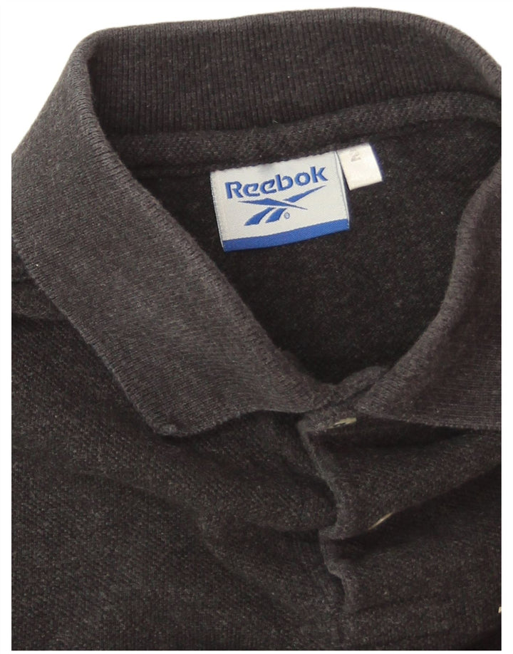Polo Reebok da uomo grande in cotone grigio