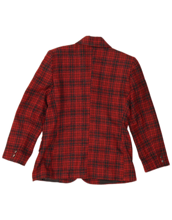 Giacca blazer a 3 bottoni da donna ALEXANDRA IT 46 lana a quadri rossi grandi