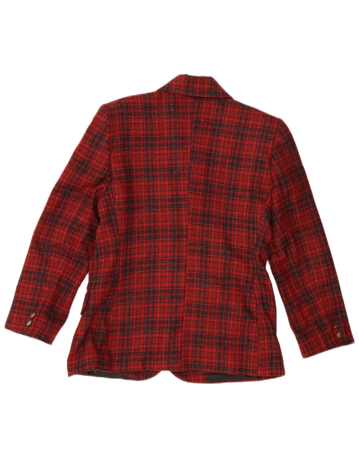 Giacca blazer a 3 bottoni da donna ALEXANDRA IT 46 lana a quadri rossi grandi