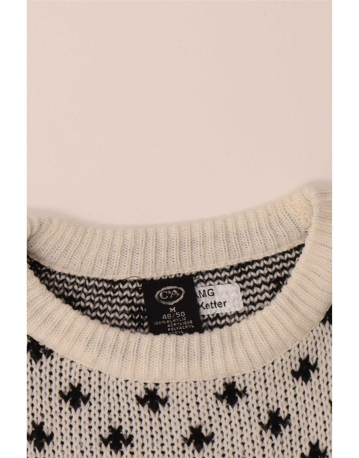 Maglione maglione girocollo da uomo C&A EU 48/50 Medio Bianco Fair Isle