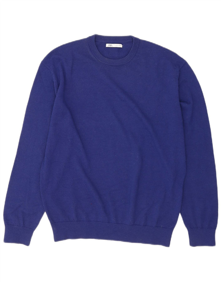 Maglione maglione girocollo da uomo Zara grande blu