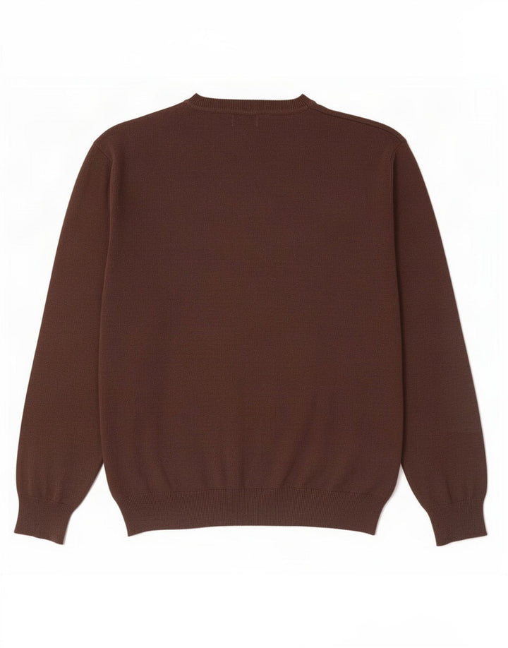 Maglione maglione girocollo da uomo Pierre Cardin in cotone marrone medio