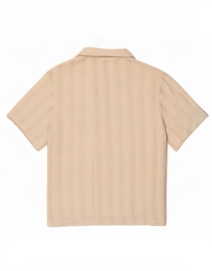 Maglia Zara da uomo a maniche corte in maglia di poliestere a righe bianche grandi