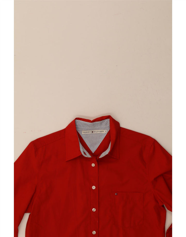 TOMMY HILFIGER Womens Shirt US 8 Medium Red Cotton Vintage Tommy Hilfiger and Second-Hand Tommy Hilfiger from Messina Hembry 